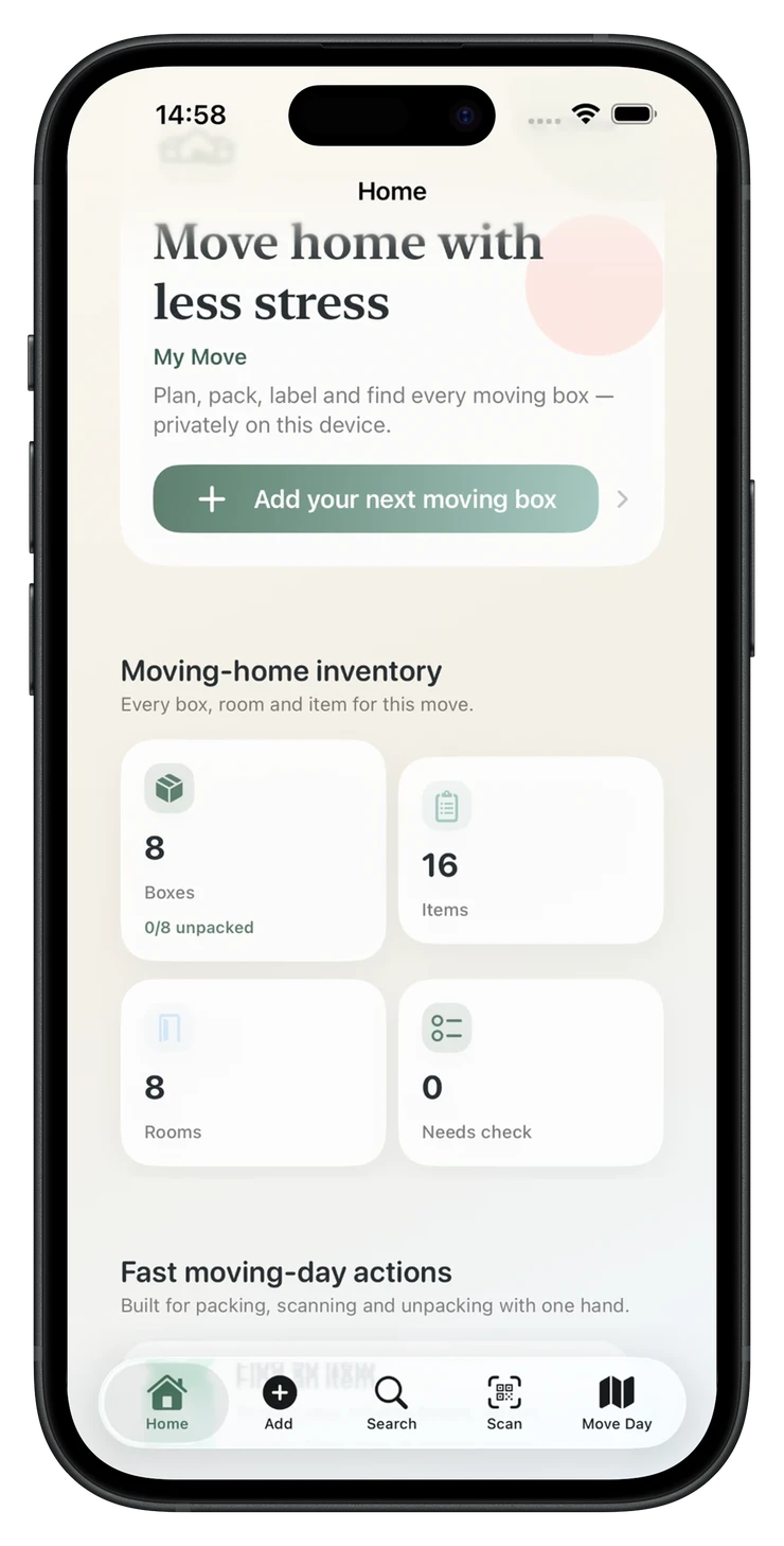 PackQR home inventory
