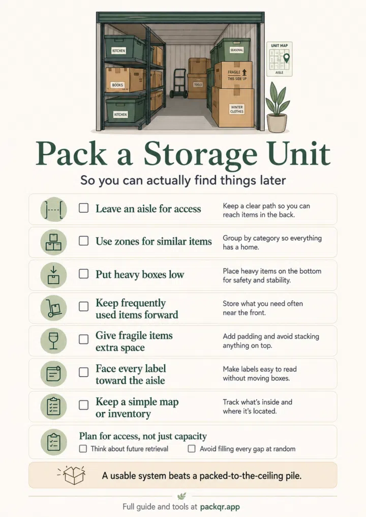 Pack a Storage Unit checklist infographic preview
