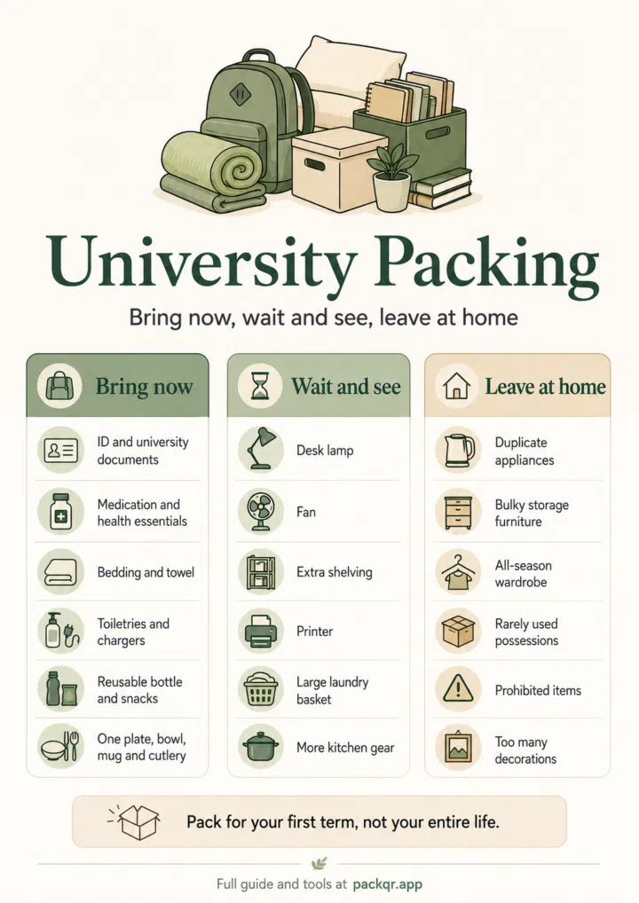 University Packing infographic preview